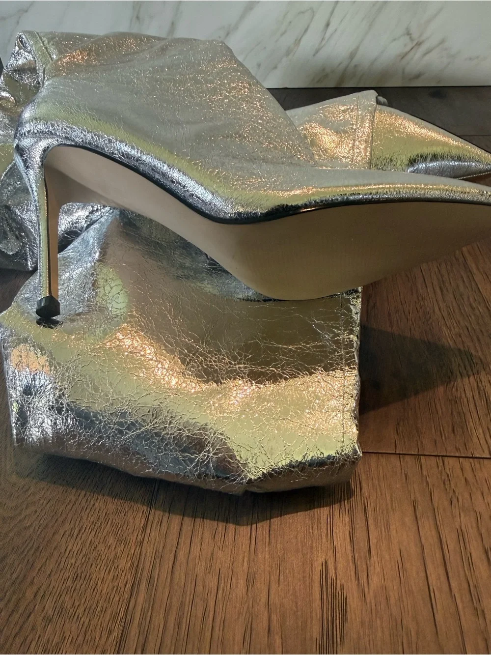 Steve Madden Metallic Silver Over-the-Knee Stiletto Boot